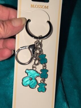 Silver Teddy Charm Keychain - NWT